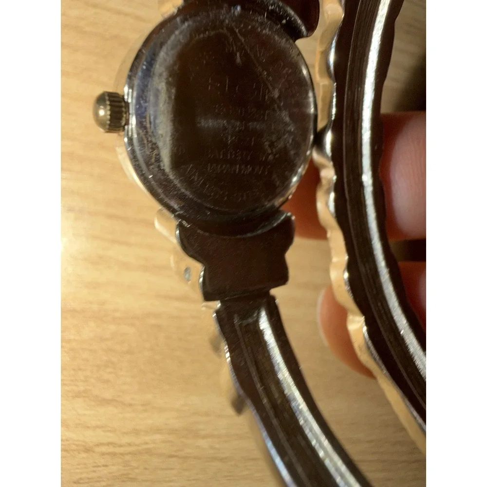 Elgin Women's Open Back Watch And Bangle Set Two Tone 6.5